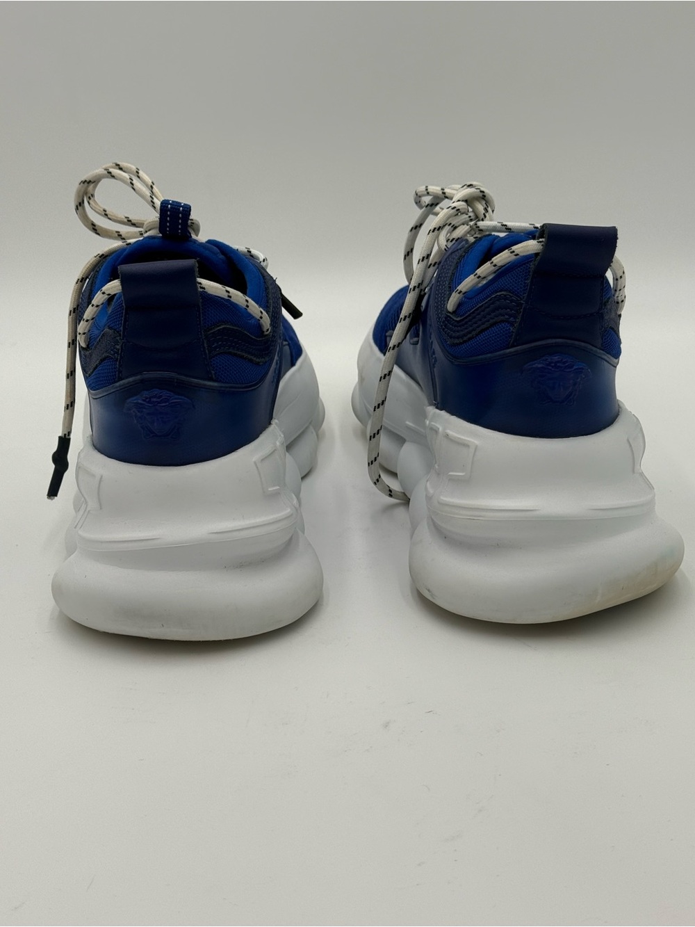 Versace Chain Reaction Sneakers Blue Mesh Suede Luxury Low Top Luxury Size 12 - Picture 5 of 10